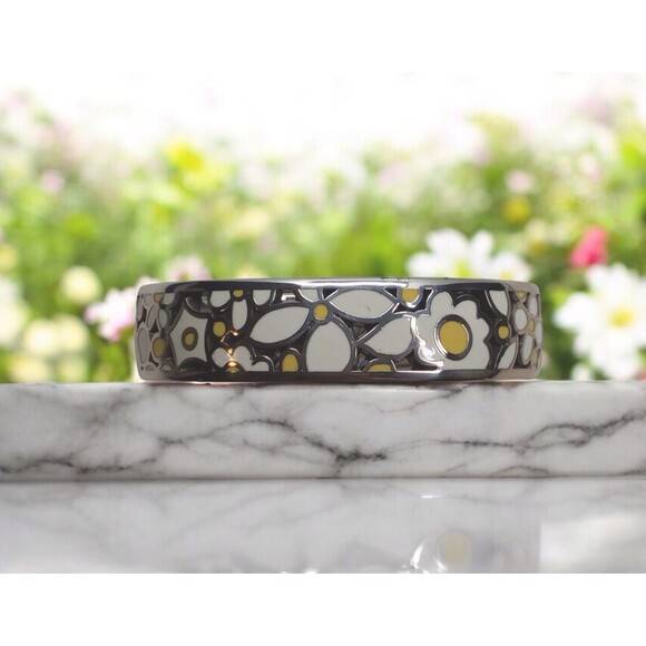 Vintage Brighton Ipsy Daisy Floral Enamel Magnetic Hinge Bangle Braclet - Picture 1 of 5